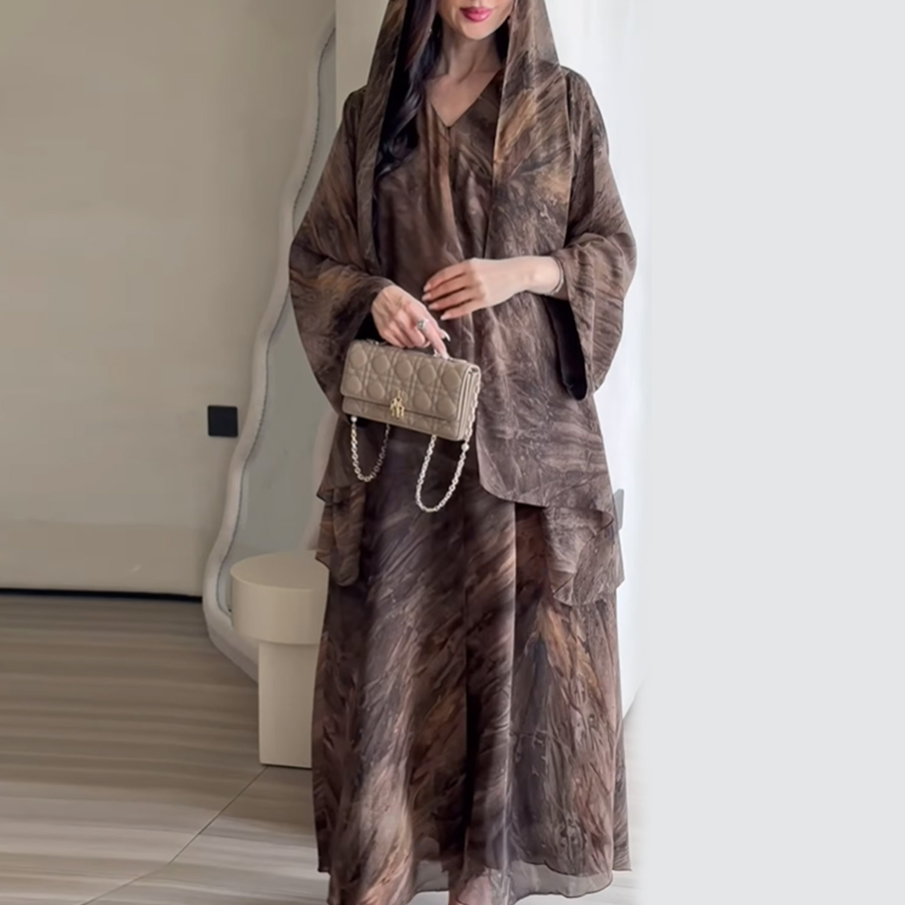 Jalabiya Women Arabic - Vestido Abaya Cardigã Muçulmano Jalabiya com