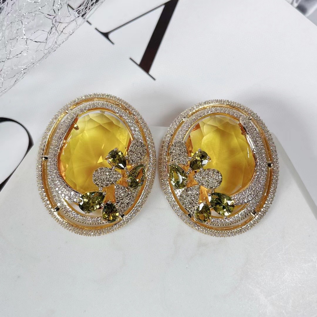 Senyu luxo grande ovo cz brinc - Ethnic Fashion India avaliação e preço